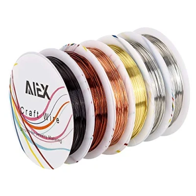 Image of AIEX 6 Rolls 26 Gauge Iron Wire Cable Metal Jewelry Copper for Crafts, Beading Making Supplies
