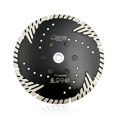 Image of SHDIATOOL Diamond Cutting Blade with Turbo Slant Protection Teeth 180mm for Concrete Tile Granite Marble Masonry Brick