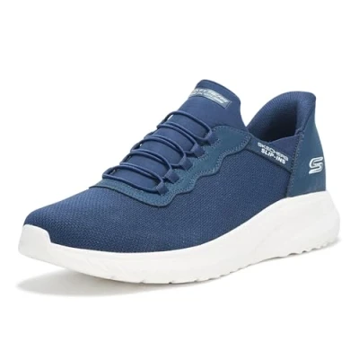 Image of Skechers Men&#039;s BOBS Squad Chaos Daily Hype Slip On, Navy Knit, 13 UK