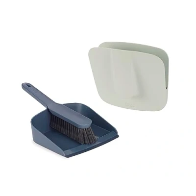 Image of Joseph CleanStore Wall mounted Indoor Dustpan &amp; Brush Set with Dust shield Compact Storage, Sweeping Floor Rubber Pan Edge and Soft Bristles