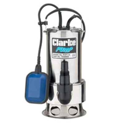 Image of Clarke PVP11A 1½&quot; 1100W Submersible Dirty Water Pump, 258Lpm Flow, 11m Lift, Float Switch, Stainless Steel