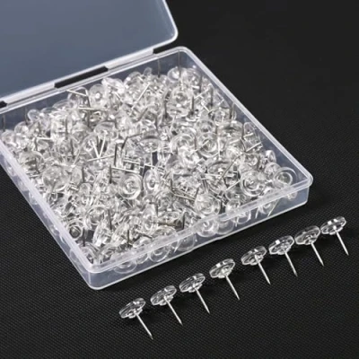 Image of Coideal Clear Push Pins for Pinboard, 200 Pcs Transparent Drawing Pins, Plastic Round Head with Steel Point Cork, Bulletin Board