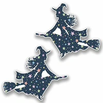 Image of 2 x 15cm Sexy Witch Vinyl Decal Sticker Laptop Fun Witches Witchcraft Car #9792 (15cm Wide 13cm Tall)