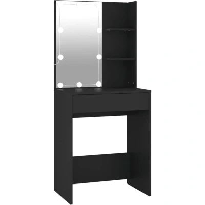 Image of vidaXL Dressing Table with LED Black 60x40x140 cm