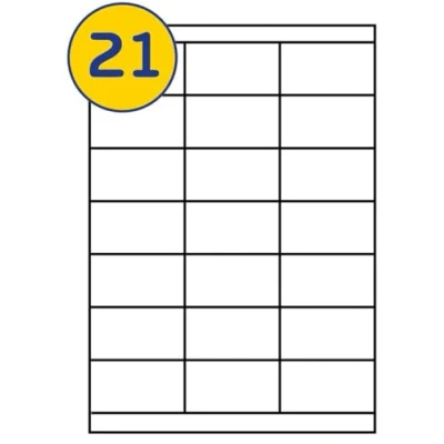 Image of LABELS4U 50 Sheets A4, 21 Labels per Sheet, Size 70 x 38mm (1050 Labels)