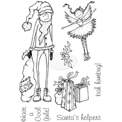 Image of Lindsay Mason Designs A6 Santas Helpers Doo Lally Pip Clear Stamp