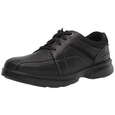 Image of Clarks Men&#039;s Bradley Walk Oxford shoe, Black Tumbled Leather, 9.5 UK