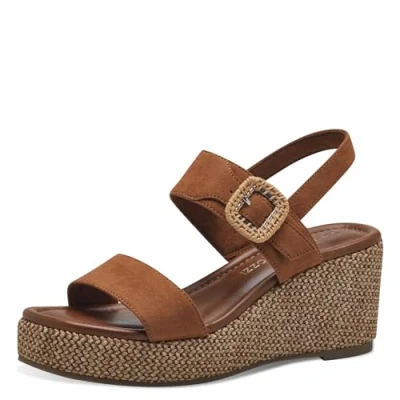 Image of MARCO TOZZI Women&#039;s 2 28039 42 Wedge Sandal, COGNAC COMB, 5.5
