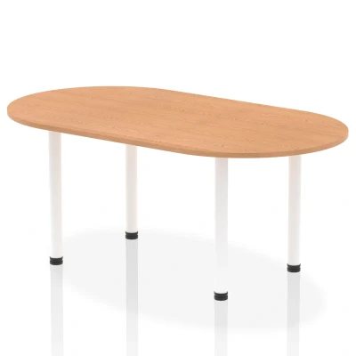 Image of Impulse 1800mm Boardroom Table Oak Top White Post Leg