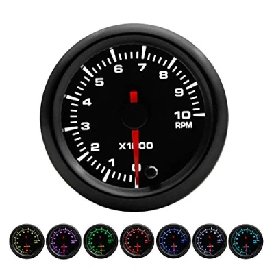 Image of ETOPARS Universal Car Vehicle 2inch 52mm Pointer Tacho Tachometer Gauge Meter Kit RPM 7 Color LED Light Indicator Dail