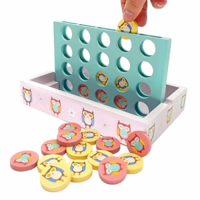 Image of House of Marbles Wooden 4 in a Row Game, Classic Connect Strategy Board Fun for Kids and Adults, Perfect Family Entertainment