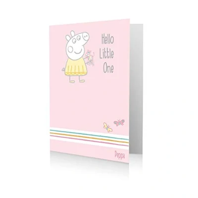 Image of Official Peppa Pig New Baby Girl Card, Hello Little One, Muli Colour (PG021/1)
