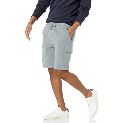 Image of Amazon Essentials Men&#039;s Fleece Cargo Shorts, Light Grey Heather, XL
