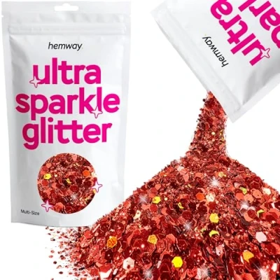 Image of Glitter Multi Size Red Holographic Ultra Sparkle Sequins Nail Face Festival Christmas Halloween Makeup Chunky Fine 100g / 3.5oz