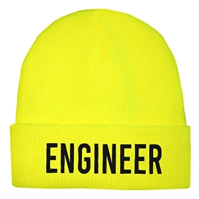 Image of TeddyTs Personalised Men&#039;s Business Neon Thermal Insulated Beanie Hat (Neon Yellow)