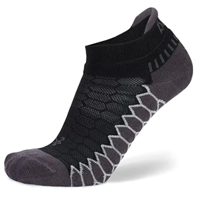 Image of Balega Silver Compression Fit Performance No Show Athletic Running Socks for Men and Women (1 Pair), Black, Large