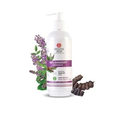 Image of Ayouthveda Shampoo against dandruff, promotes healthy hair growth and scalp care, vegan, 300 ml