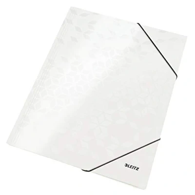 Image of Leitz 3 Flap Folder, Holds up to 150 A4 Sheets, Elastic Closure, Cardboard, White, WOW Range, 39820001