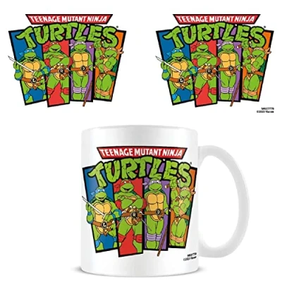 Image of Teenage Mutant Ninja Turtles Coffee Mug (Classic Character Design) 11oz Large in Presentation Gift Box. Ceramic Mugs for Women. Turtle White Mug. TMNT Tea Official Merchandise