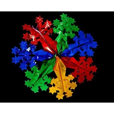 Image of Foil Garland Snowflake Star Christmas Hanging Decoration Wall Ceiling Xmas Deco (Red, Blue, Green &amp; Gold)