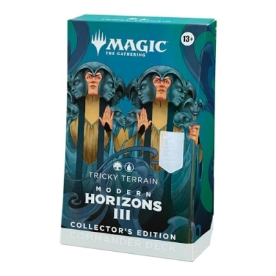 Image of Magic: The Gathering Modern Horizons 3 Commander Deck: Collector’s Edition Tricky Terrain (100 Card Ripple Foil Deck, 2 Collector Booster Sample Pack + Accessories) (English Version)