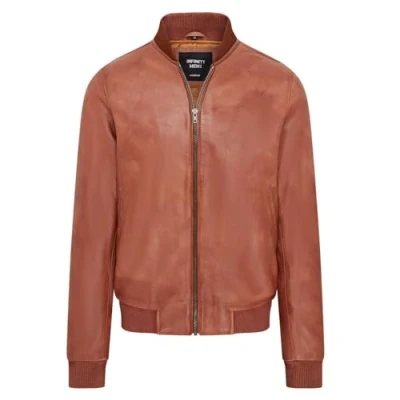 Image of Infinity Leather Mens Soft MA 1 Varsity Bomber Jacket Tan Size Medium