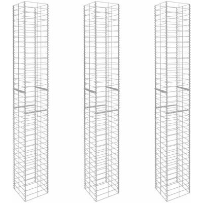 Image of vidaXL Gabion Baskets 3 pcs Galvanised Steel 25x25x197 cm