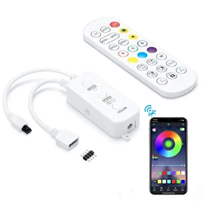 Image of Sunity Led Strip Lights Controller, Controller with IR Remote/APP/Bluetooth/Music Sync, Compatible 5v 24v 4 Pin 10mm RGB