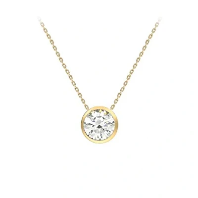 Image of Carissima Gold Women&#039;s 9 ct Yellow Cubic Zirconia 6.7 mm Slider Adjustable Necklace, 41 cm/16 Inch 46 cm/18