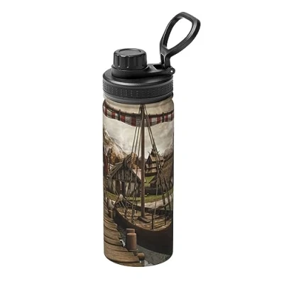 Image of Old Viking Boat 18oz Sports Insulated Water Bottle Stainless Steel Outdoor