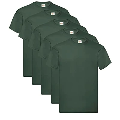Image of Fruit of the Loom, shirt, 5 Bottle Green + 1 Hl Purchase Notepad, M