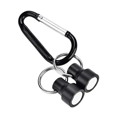 Image of KSTE Carabiner Keychain, Magnetic, Magnet Buckle Fly Fishing Magnetic Net Release Clip Hanging Holder Lanyard Clip(Single, Black)