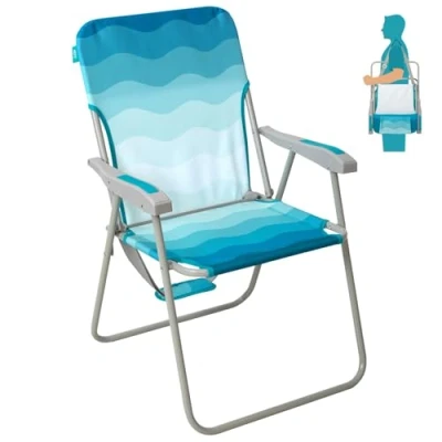 Image of #WEJOY Folding Beach Chairs Lightweight Portable Garden Chair with Armrest Sturdy High Back Camping for Outdoor Fishing Festival CYAN/WHITE