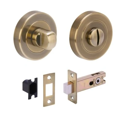 Image of HANDLEZONE® Bathroom Toilet Door Thumb Turn and Release Deadbolt Kit Antique Bronze 76mm Bolt with 57mm Backset