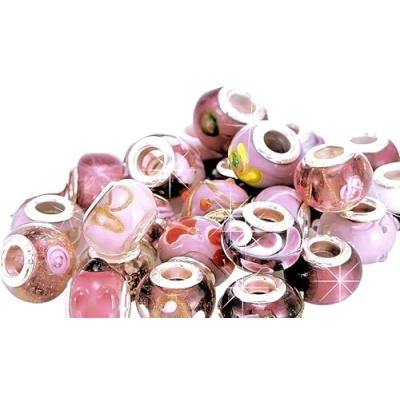 Image of x 30 Purple Charms for Bracelets Jewellery Making Pandora Storage Box, Gift Ready