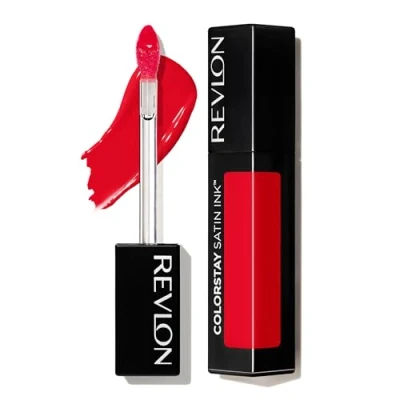 Image of Revlon Colorstay Satin Ink Long Lasting Lipstick up to 16H with Moisturising Formula Cassis Seed Oil, Black and Vitamin E Colour 015 FIRE &amp; ICE