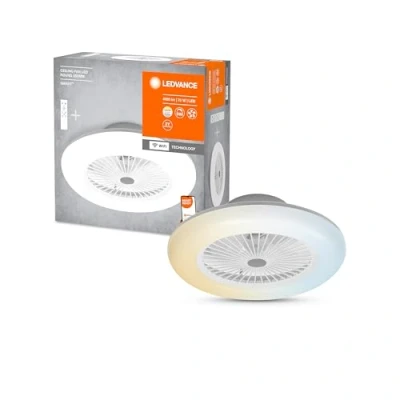 Image of LEDVANCE Smart Wifi LED Ceiling Fan Light, Round, White, Dimmable, Adjustable Air Speed, Includes Remote Control, Controllable Via App And Voice Assistant, Easy Installation