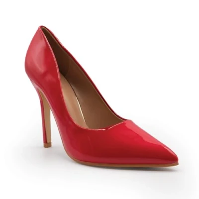 Image of Womens High Heel Pointed Toe Pumps Smart Office Work Courts Shoes Ladies Party Prom Wedding Bridal Occasion Heeled Court Stiletto Heels Red Patent