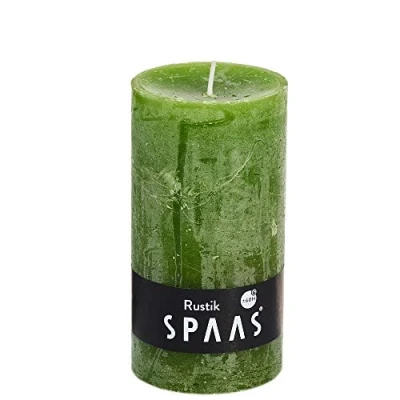 Image of Spaas 8 Rustic Unscented Pillar Candles 70/130 mm, ± 60 Hours , Olive Green
