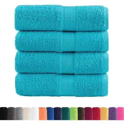Image of vidaXL Guest Towels Set 4 pcs Turquoise 30x50 cm 100% Cotton 600 gsm