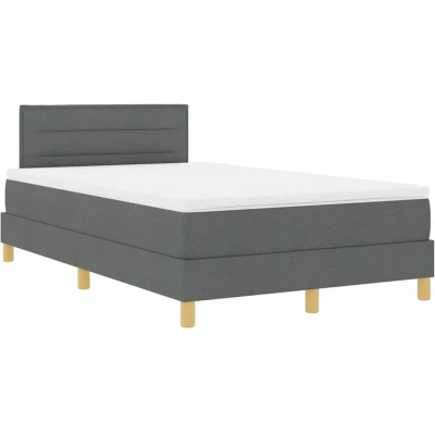Image of Box Spring Bed with Mattress &amp; led Dark Grey 120x200 cm Fabric Vidaxl