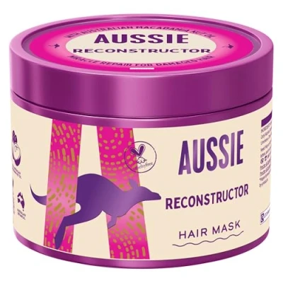 Image of Aussie Reconstructor Hair Mask 500ml to Revive and Moisturise Dry Damaged Hair, Leaving it Smooth Soft, Infused with Australian Macadamia Nut Oil, Vegan Cruelty Free