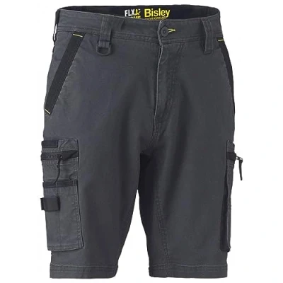 Image of Bisley Workwear UKBSHC1330_BCCG Flex &amp; Move Stretch Utility Zip Cargo Shorts Charcoal, 32