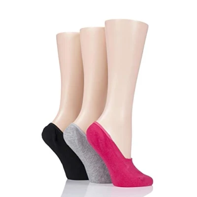 Image of 3 Pair Black / Grey Melon Bamboo Fine High Cut Liner Ladies 4 8 SOCKSHOP