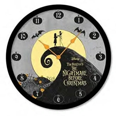 Image of The Nightmare Before Christmas Wall Clock (Jack Skellington and Sally Design) 25cm Diameter Official Merchandise, White
