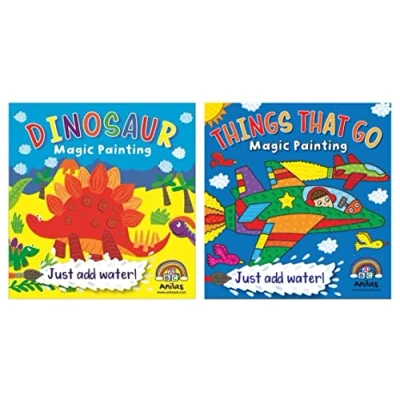 Image of Anila&#039;s Children&#039;s Magic Paint with Water Books, Dinosaur &amp; Things That Go Set of 2