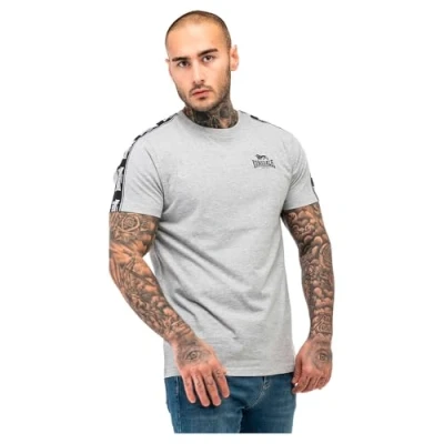 Image of Lonsdale Men&#039;s brindister T Shrit, Marl Grey/Black/White, XXL