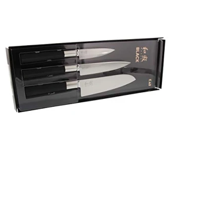 Image of KAI Shun Wasabi Black 3 Piece Knife Set (Includes 6710P, 6715U, 6716S)