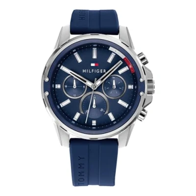Image of Tommy Hilfiger Analogue Multifunction Quartz Watch for Men with Blue Silicone Bracelet 1791791