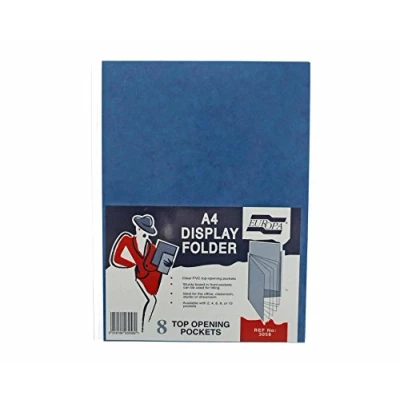 Image of Exacompta Ref 3058Z Europa Premium PVC Display Folder, Suitable for A4, 312 x 238mm, 300 Micron Mottled Pressboard in Pockets, Clear Welded Spine, 8 Pocket